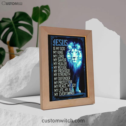Jesus The Lion Of Judah Is My God Frame Lamp Prints - Bible Verse Decor - Scripture Art