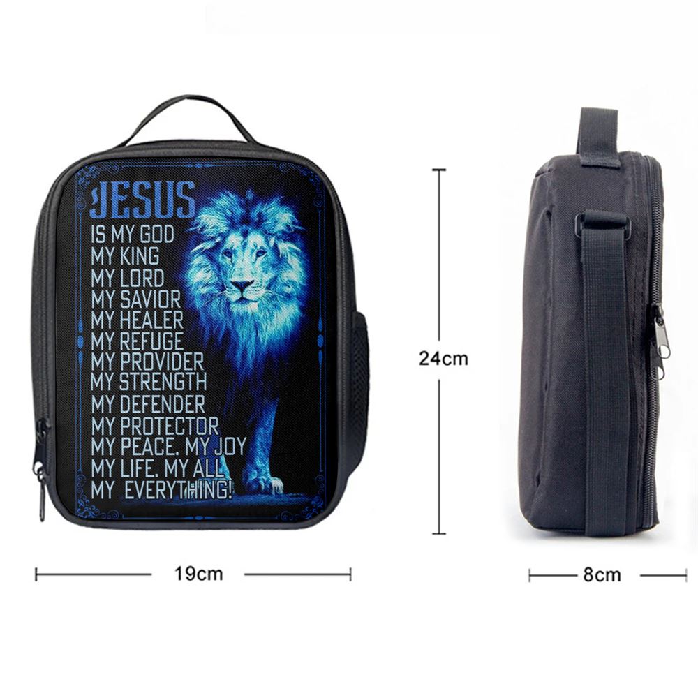 Jesus The Lion Of Judah Is My God Lunch Bag, Christian Lunch Box For School, Picnic