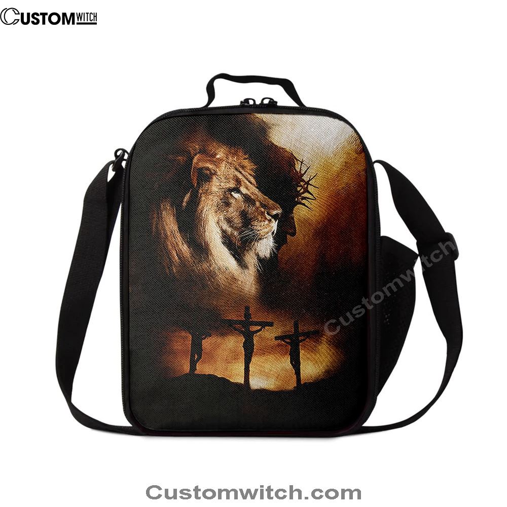 Jesus The Lion Of Judah Lunch Bag - Jesus On The Cross Lunch Bag, Christian Lunch Box For School, Picnic
