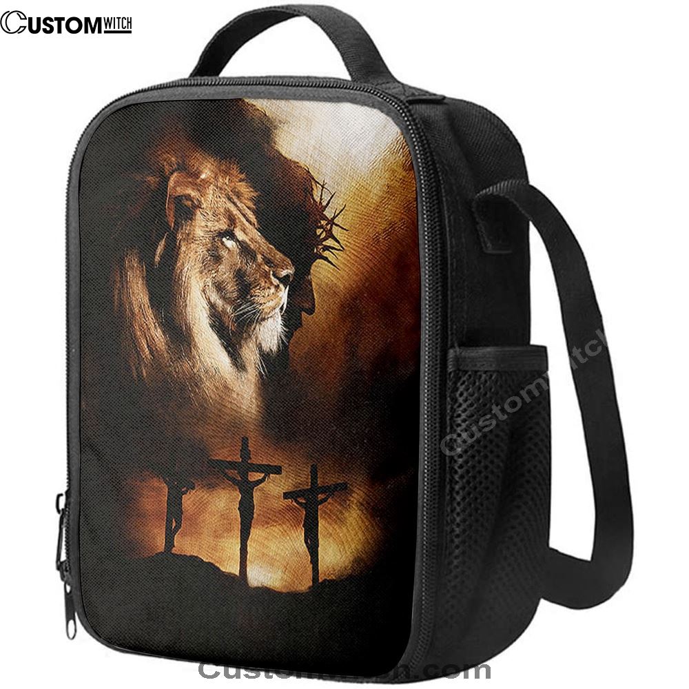 Jesus The Lion Of Judah Lunch Bag - Jesus On The Cross Lunch Bag, Christian Lunch Box For School, Picnic