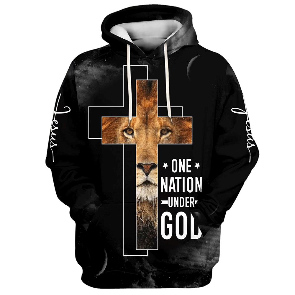 Jesus The Lion Of Judah One Nation Under God Hoodies Jesus Hoodie Men & Women, God 3D Printed Hoodie, Christian Apparel Hoodies