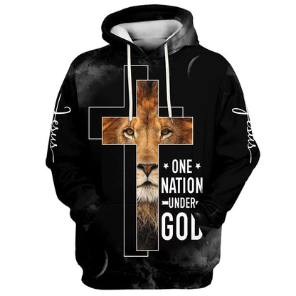 Jesus The Lion Of Judah One Nation Under God Hoodies Jesus Hoodie Men & Women, God 3D Printed Hoodie, Christian Apparel Hoodies