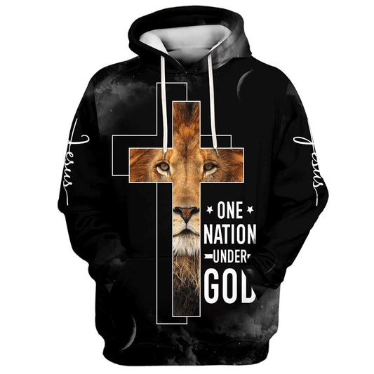 Jesus The Lion Of Judah One Nation Under God Hoodies Jesus Hoodie Men & Women, God 3D Printed Hoodie, Christian Apparel Hoodies