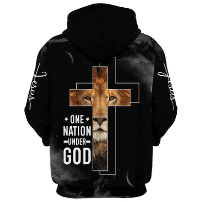 Jesus The Lion Of Judah One Nation Under God Hoodies Jesus Hoodie Men & Women, God 3D Printed Hoodie, Christian Apparel Hoodies