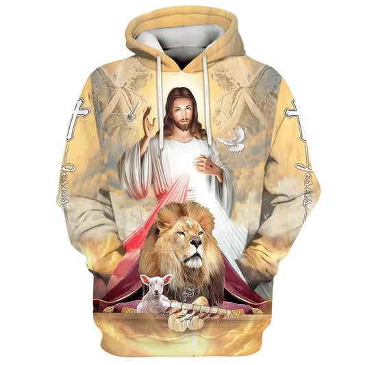 Jesus The Lion Of Judah The Lamb Of God Hoodies Jesus Hoodie Men & Women, God 3D Printed Hoodie, Christian Apparel Hoodies