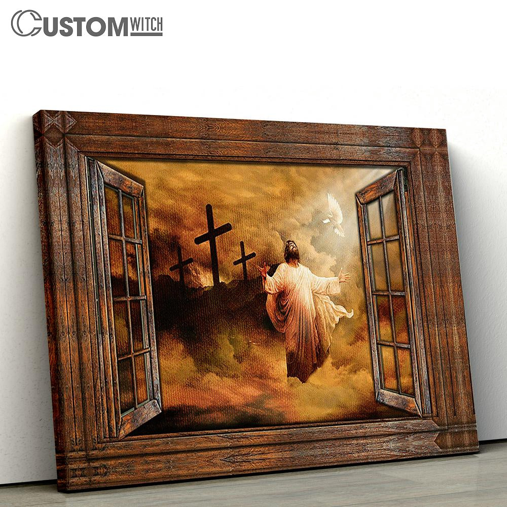 Jesus The Rugged Cross Heaven's Light Canvas Art - Christian Wall Art Decor - Bible Verse Canvas