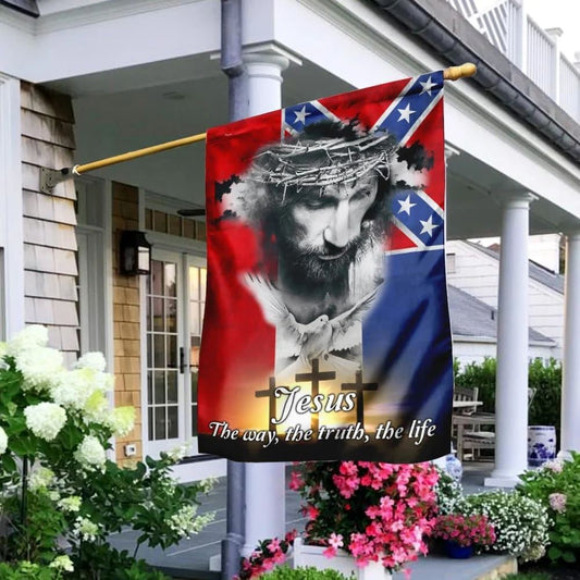 Jesus The Way The Truth And The Life Mississippi House Flag, Christian Flag, Christian Flag, Scripture Flag, Garden Banner