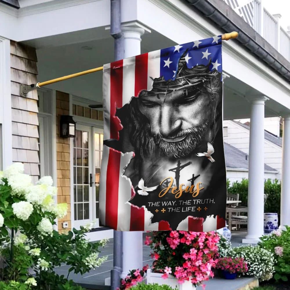 Jesus The Way The Truth The Life American House Flag, Christian Flag, Christian Flag, Scripture Flag, Garden Banner