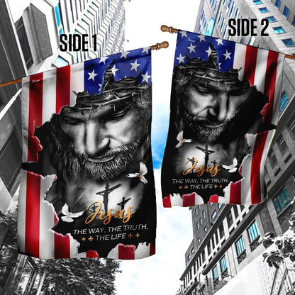 Jesus The Way The Truth The Life American House Flag, Christian Flag, Christian Flag, Scripture Flag, Garden Banner