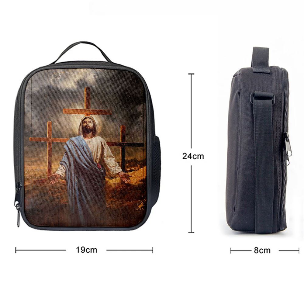 Jesus Three Old Rugged Cross Lunch Bag, Christian Lunch Box For School, Picnic