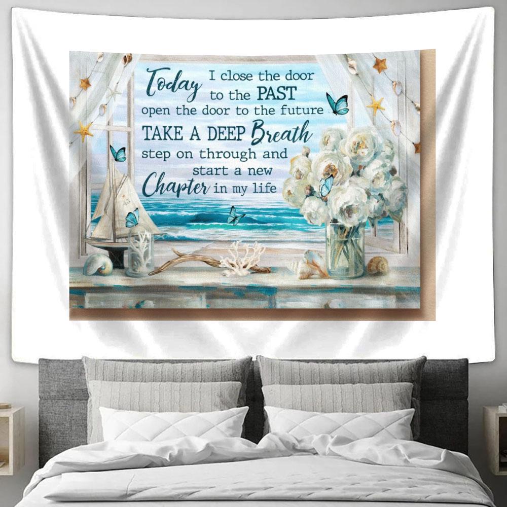 Jesus Today I Close The Door To The Past Open The Door To The Future Tapestry, Tapestries for Living Room Bedroom
