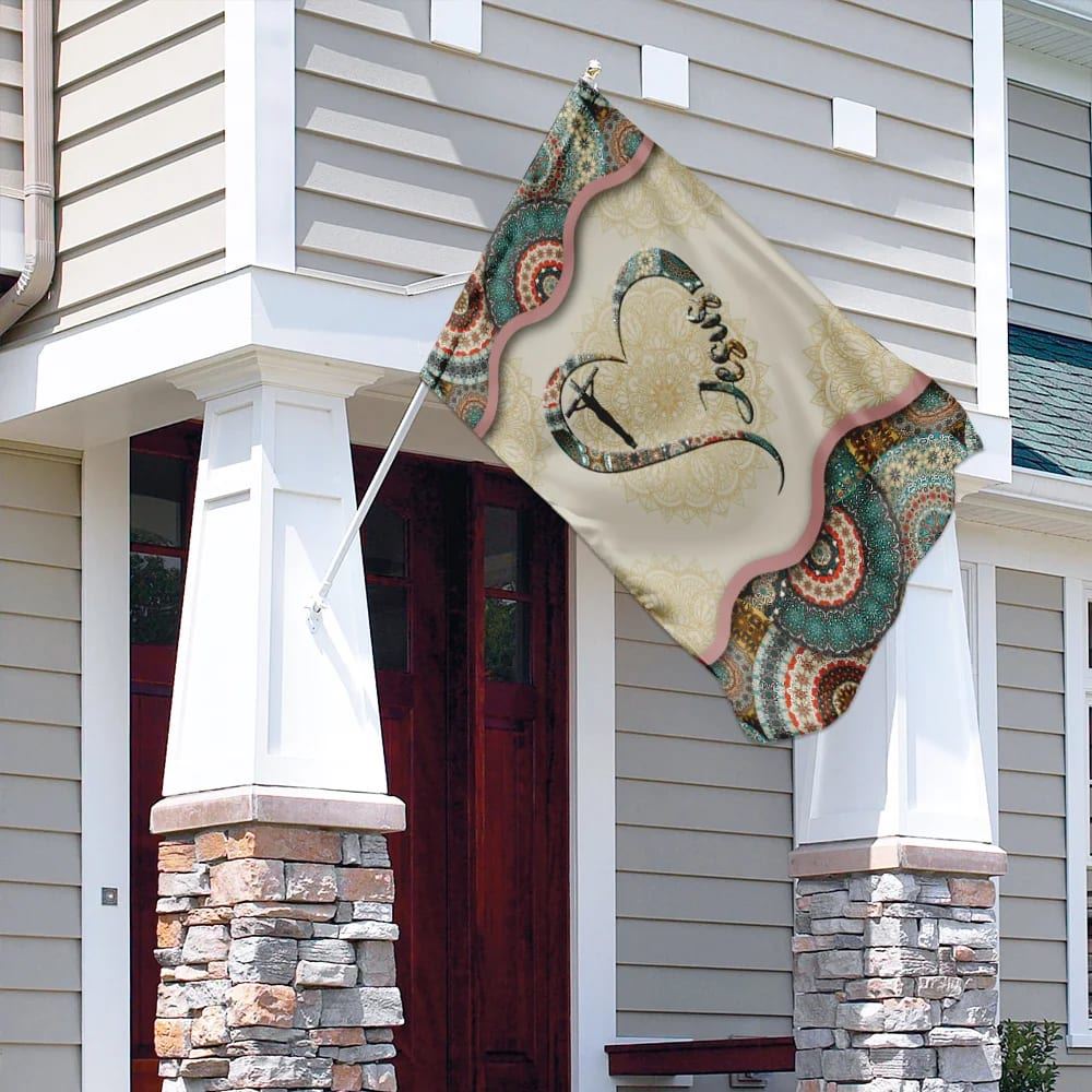 Jesus Vintage Mandala House Flag, Christian Flag, Christian Flag, Scripture Flag, Garden Banner