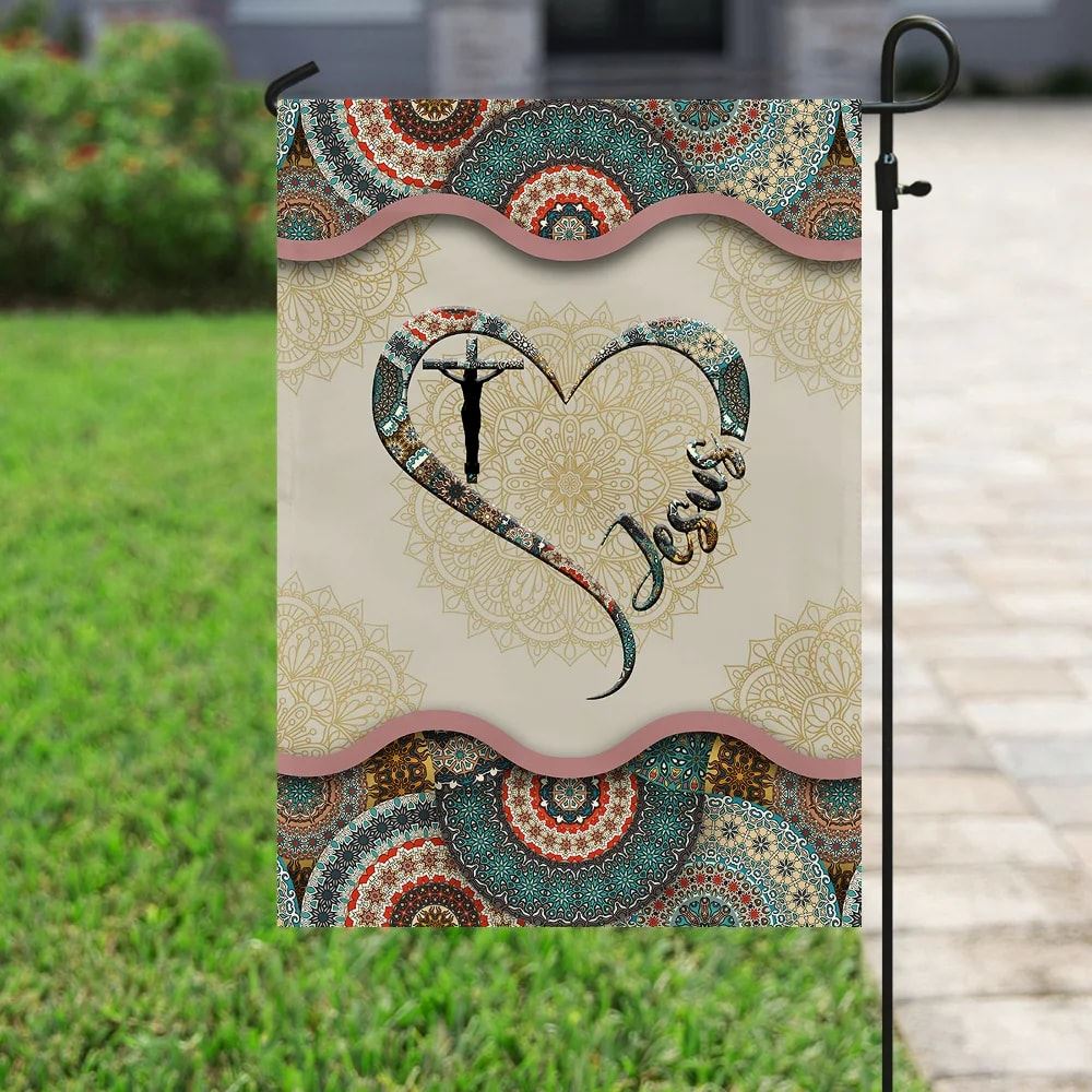 Jesus Vintage Mandala House Flag, Christian Flag, Christian Flag, Scripture Flag, Garden Banner