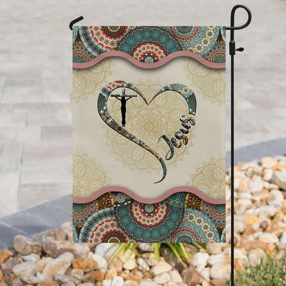 Jesus Vintage Mandala House Flag, Christian Flag, Christian Flag, Scripture Flag, Garden Banner
