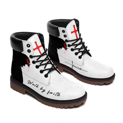 Jesus Walk By Faith Boots, Christian Lifestyle Boots, Bible Verse Boots, Christian Apparel Boots