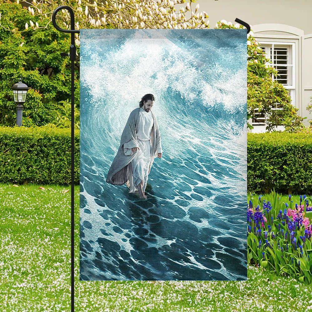 Jesus Walk On Water, Christian's Flag, Garden Decor, Garden Flag Stand, Christian Flag, Scripture Flag, Garden Banner