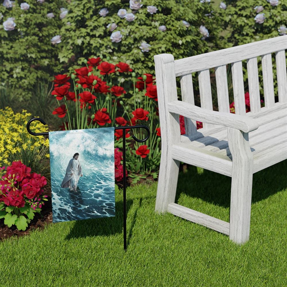 Jesus Walk On Water, Christian's Flag, Garden Decor, Garden Flag Stand, Christian Flag, Scripture Flag, Garden Banner