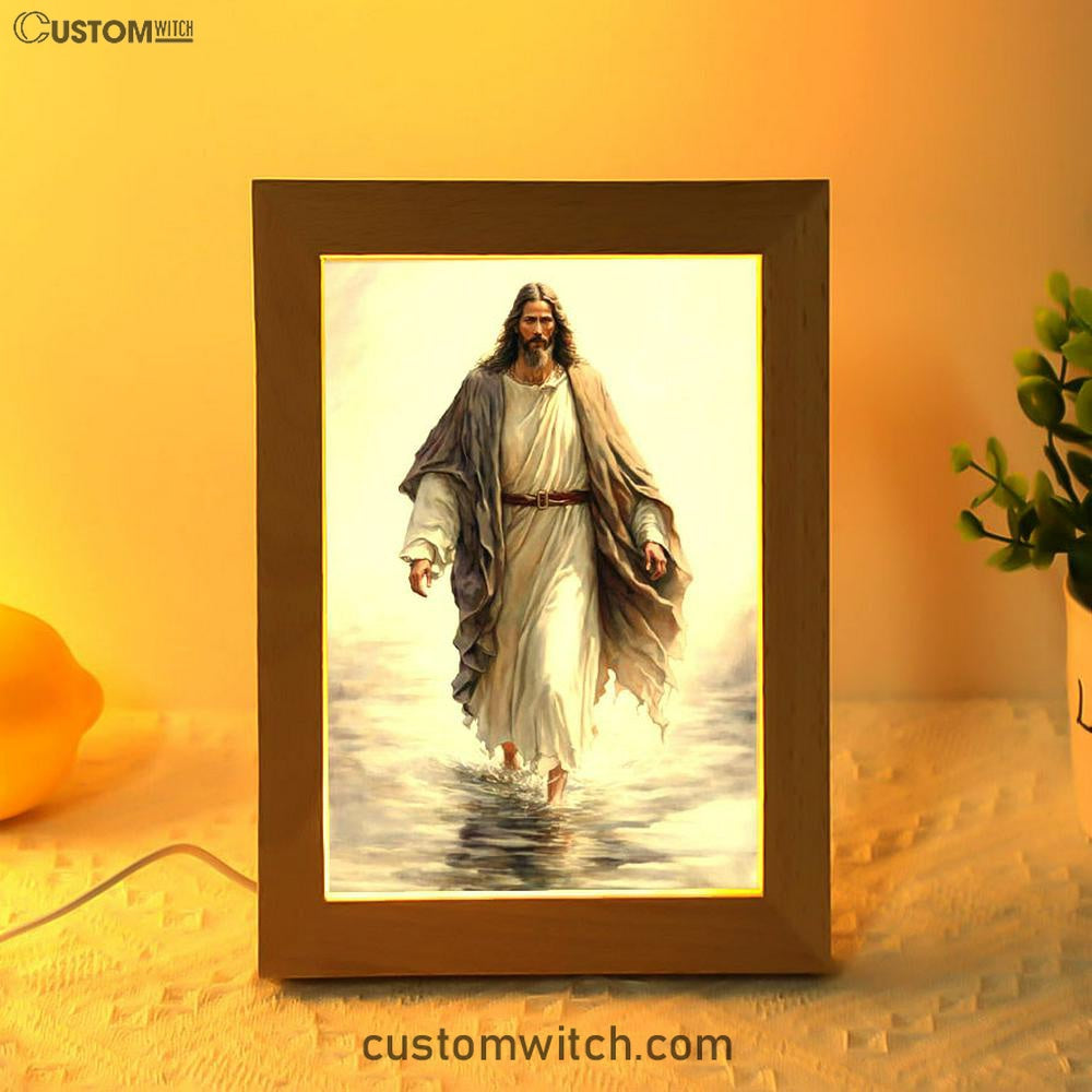 Jesus Walk On Water Frame Lamp Pictures - Jesus Art Prints - Jesus Art - Christian Home Decor