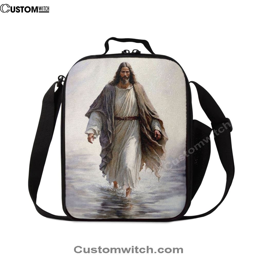 Jesus Walk On Water Lunch Bag - Jesus Art, Christian Lunch Box For School, Picnic