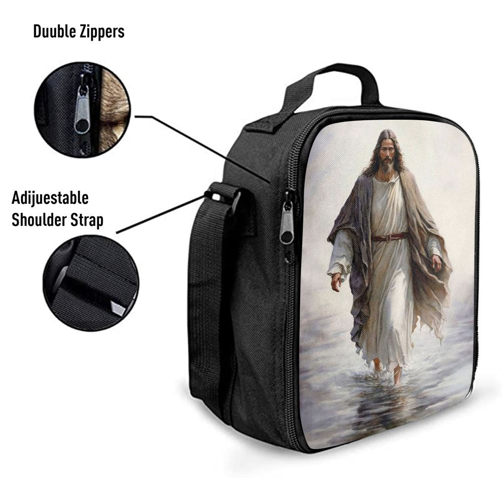 Jesus Walk On Water Lunch Bag - Jesus Art, Christian Lunch Box For School, Picnic
