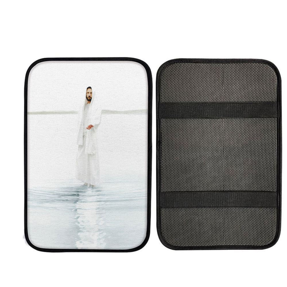 Jesus Walk On Water White Car Center Console Cover - White Jesus Pictures, Cross Car Interior Accessories
