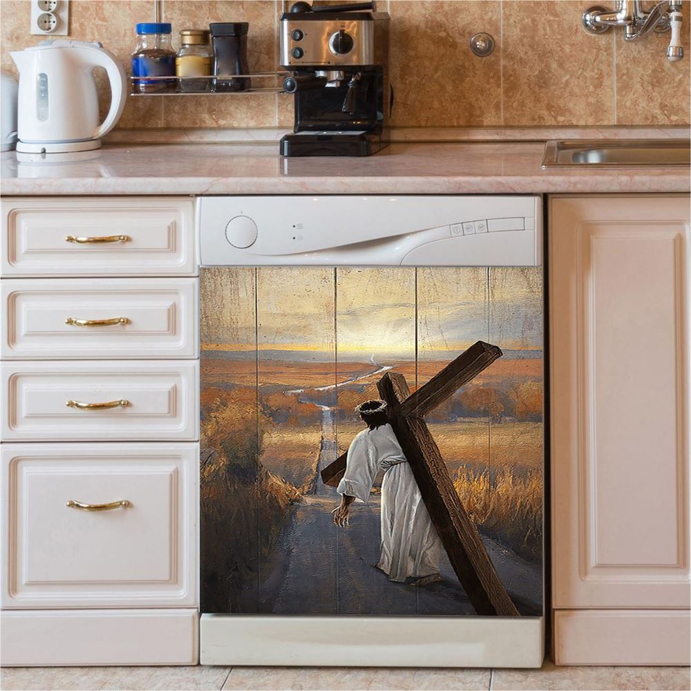 Jesus Walk On Water White Dishwasher Cover, White Jesus Pictures, Christian Kitchen Decoration