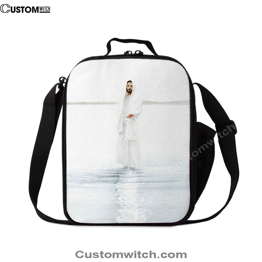 Jesus Walk On Water White Lunch Bag - White Jesus Pictures, Christian Lunch Box For School, Picnic