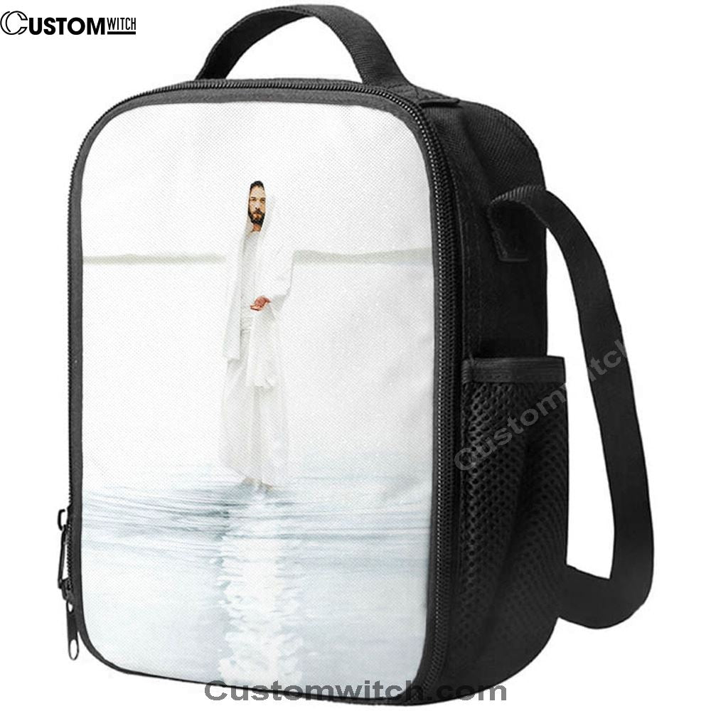 Jesus Walk On Water White Lunch Bag - White Jesus Pictures, Christian Lunch Box For School, Picnic