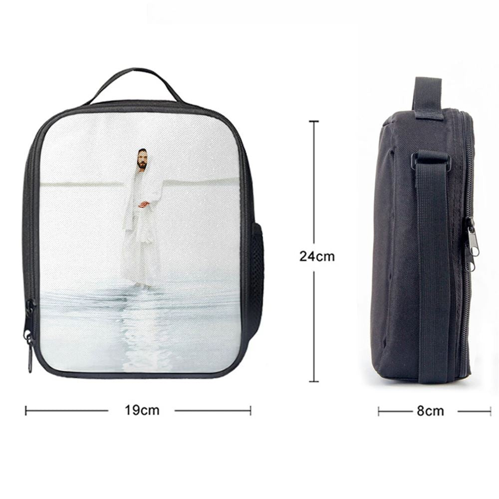 Jesus Walk On Water White Lunch Bag - White Jesus Pictures, Christian Lunch Box For School, Picnic