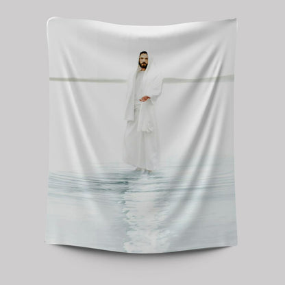 Jesus Walk On Water White Tapestry Wall Art - White Jesus Pictures - Christian Wall Decor - Jesus Tapestry Art