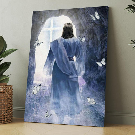 Jesus Walking, Butterfly, Path To Heaven, Cave Painting Canvas, Christmas Gift for Christian