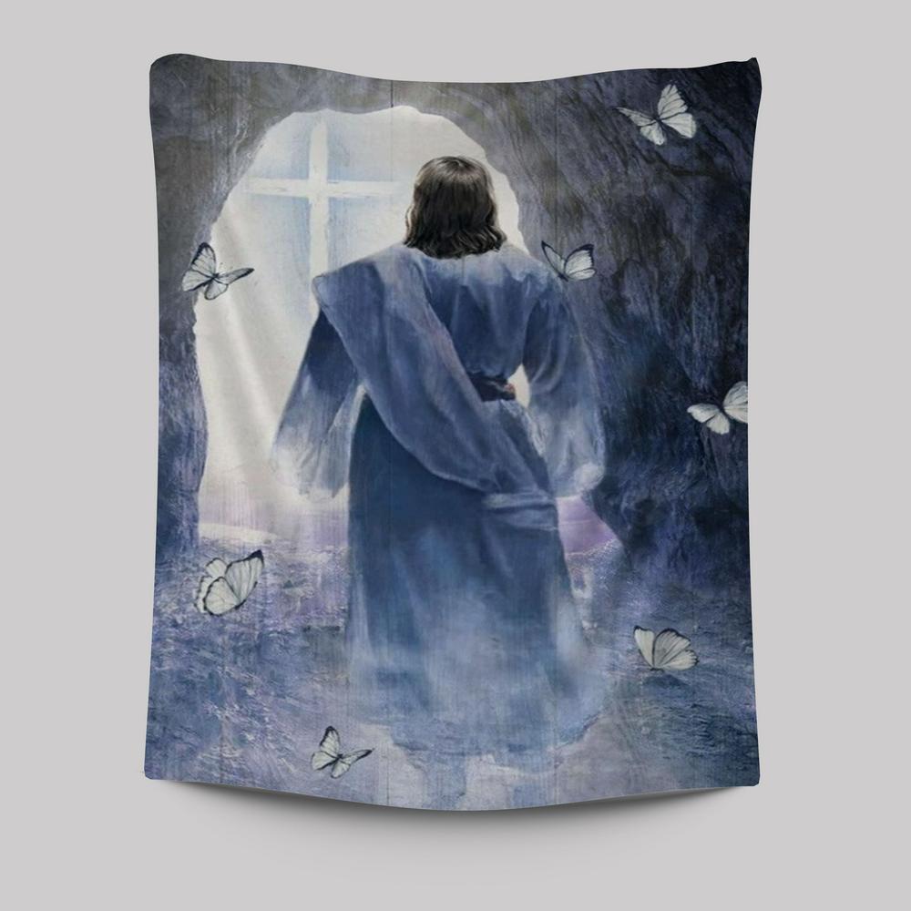 Jesus Walking, Butterfly, Path To Heaven, Cave Painting Tapestry
