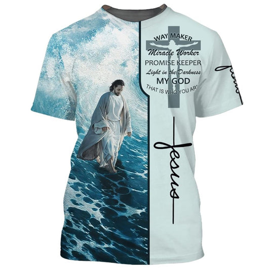 Jesus Walking On The Beachs All Over Print 3D T Shirt For Men And Women, Christian T-Shirt, Faith Shirt