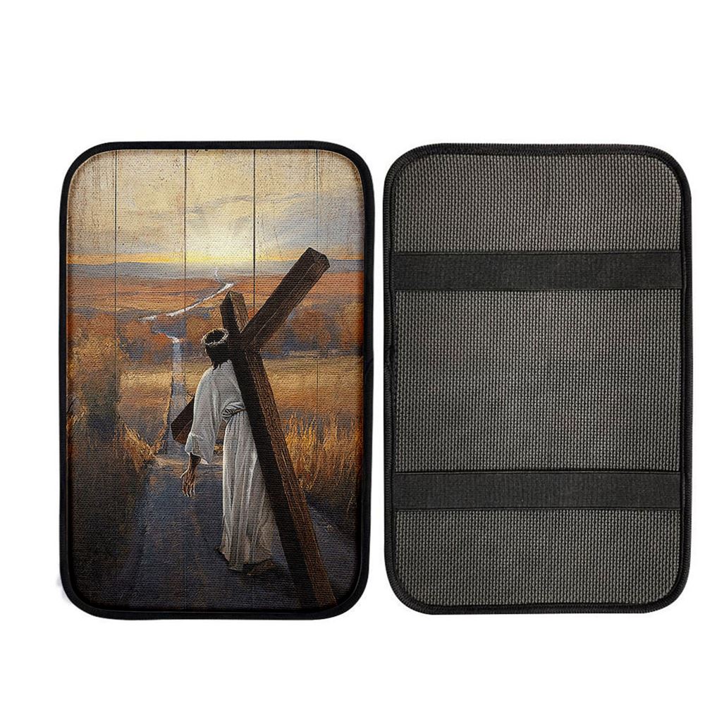 Jesus Walking On The Road To Emmaus Car Armrest Pad, God Car Armrest Accessories