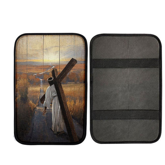 Jesus Walking On The Road To Emmaus Car Armrest Pad, God Car Armrest Accessories