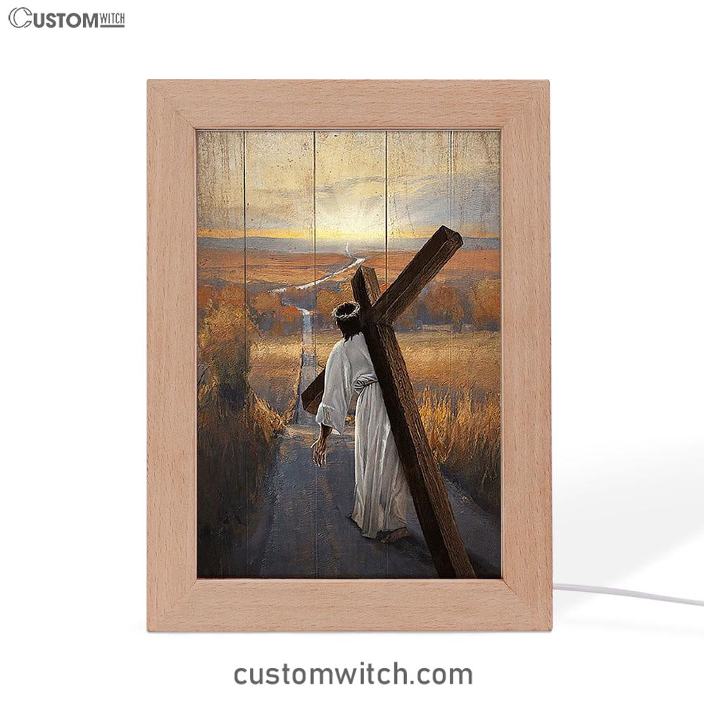 Jesus Walking On The Road To Emmaus Frame Lamp - Christian Art - Religious Home Decor