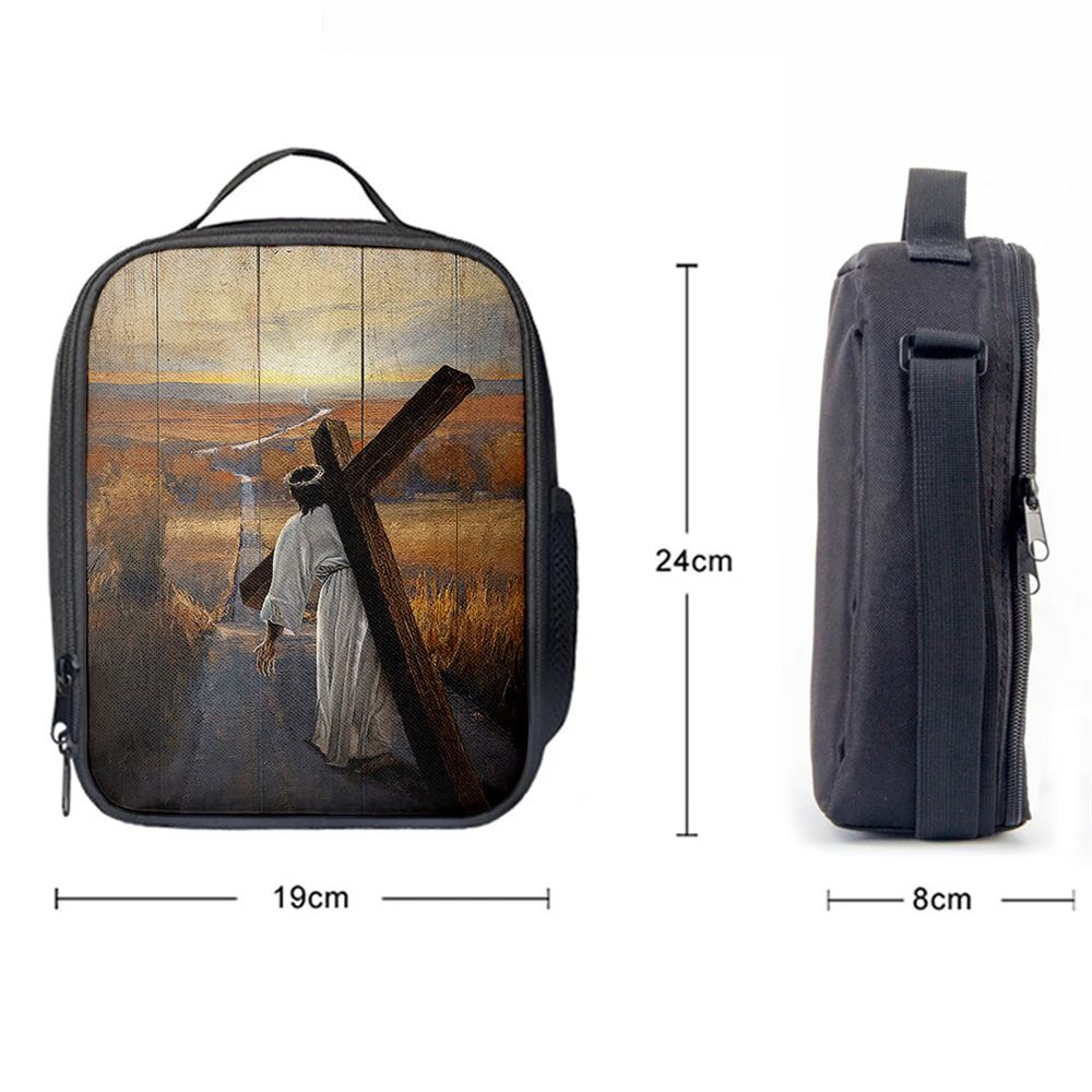 Jesus Walking On The Road To Emmaus Lunch Bag, Christian Lunch Box For School, Picnic