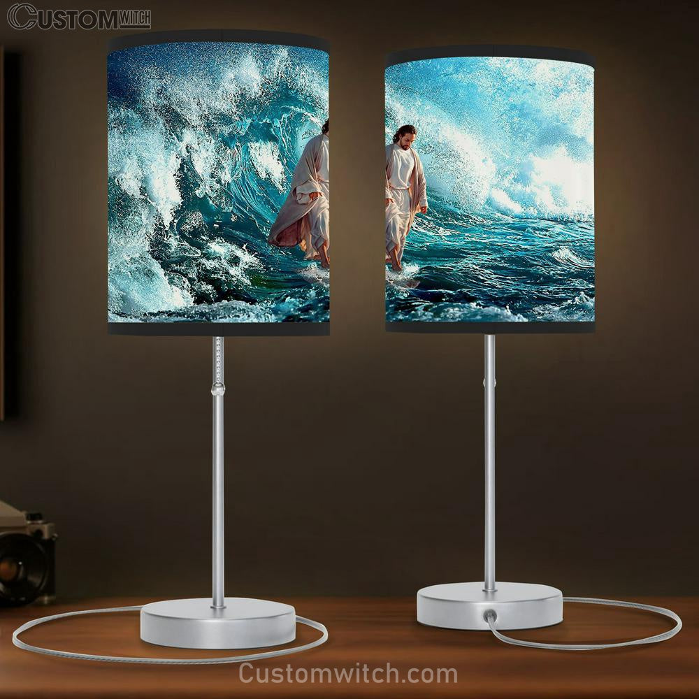 Jesus Walking On The Sea Table Lamb Gift - Jesus Christ Table Lamb - Christian Table Lamb Prints