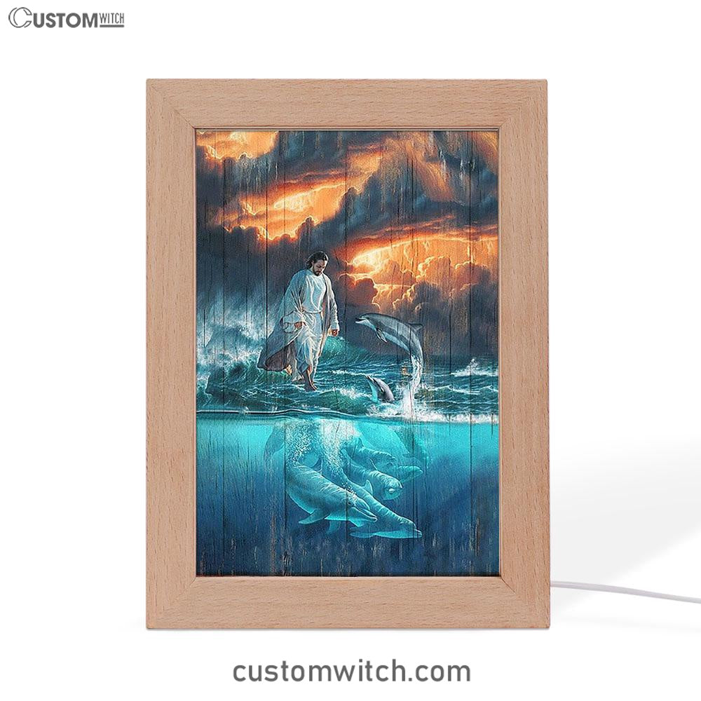 Jesus Walking On The Sea Dolphin Frame Lamp Art - Christian Art - Bible Verse Art - Religious Home Decor