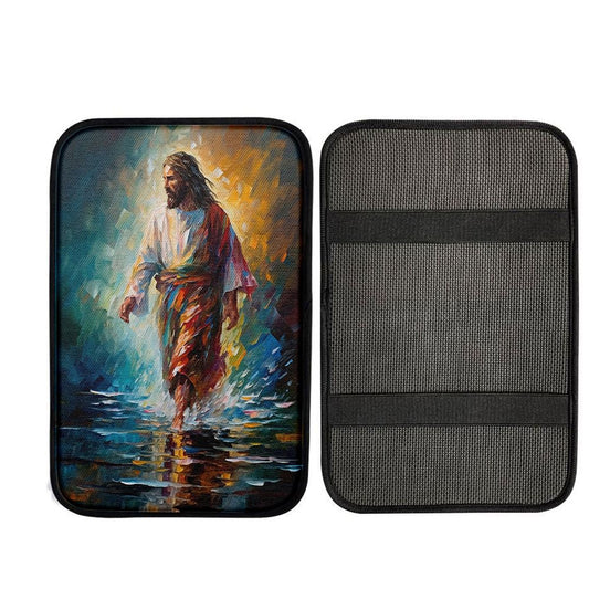 Jesus Walking On The Water 1 Car Center Console Cover, God Car Armrest Accessories