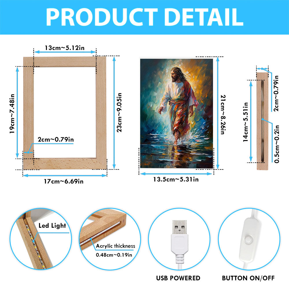 Jesus Walking On The Water 1 Frame Lamp Prints - Jesus Frame Lamp Art - Christian Art Decor