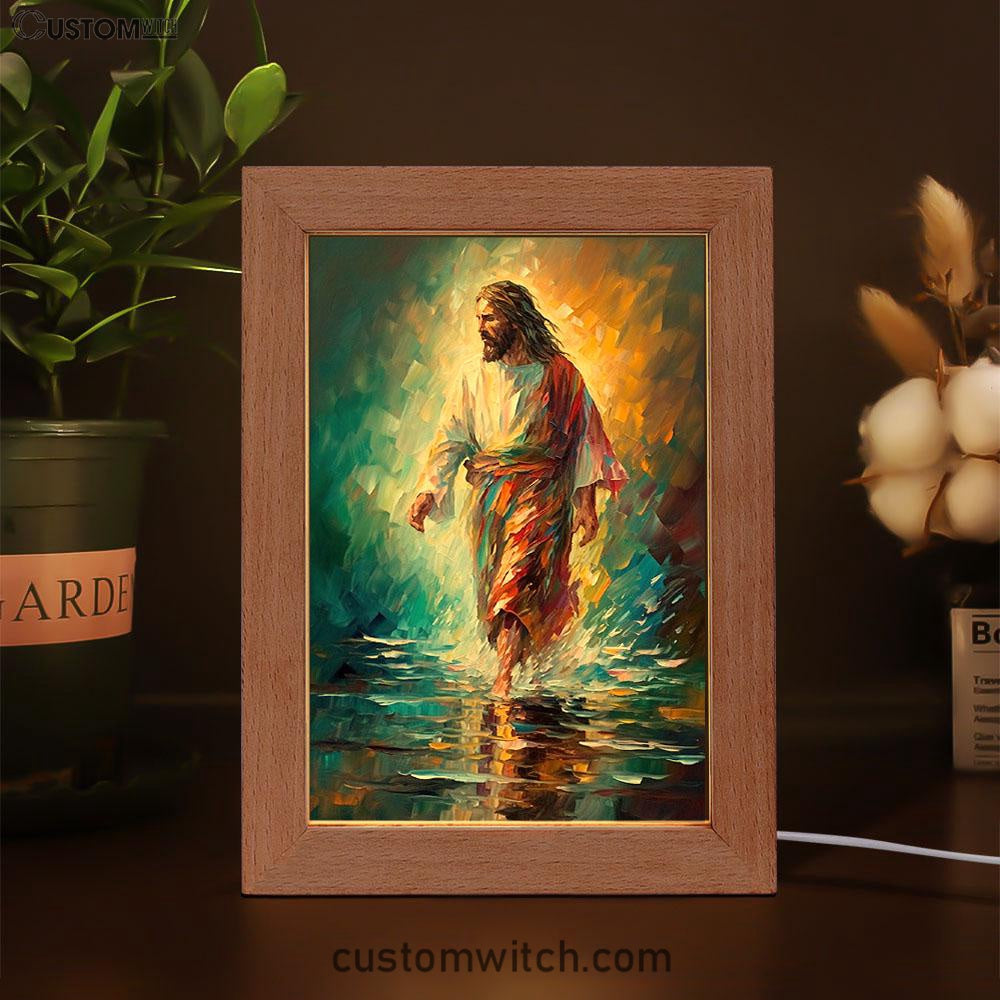 Jesus Walking On The Water 1 Frame Lamp Prints - Jesus Frame Lamp Art - Christian Art Decor