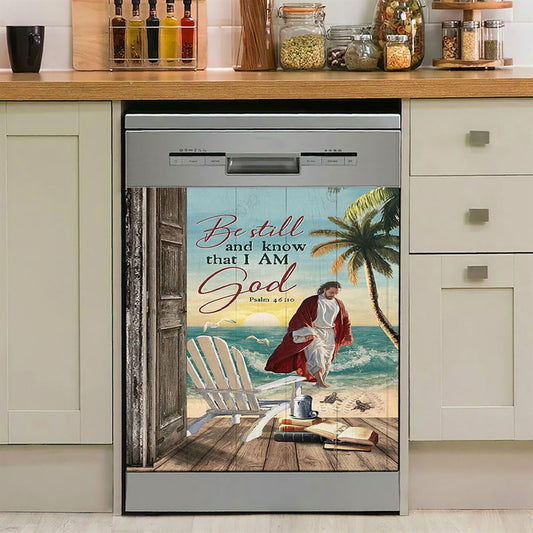 Jesus Walking On The Water Beautiful Lake Dishwasher Cover, Jesus Portrait Dishwasher Wrap, Christian Kitchen Decoration