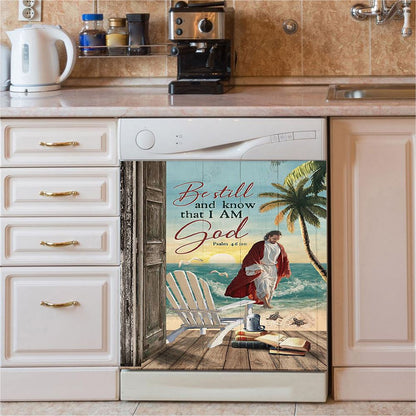 Jesus Walking On The Water Beautiful Lake Dishwasher Cover, Jesus Portrait Dishwasher Wrap, Christian Kitchen Decoration