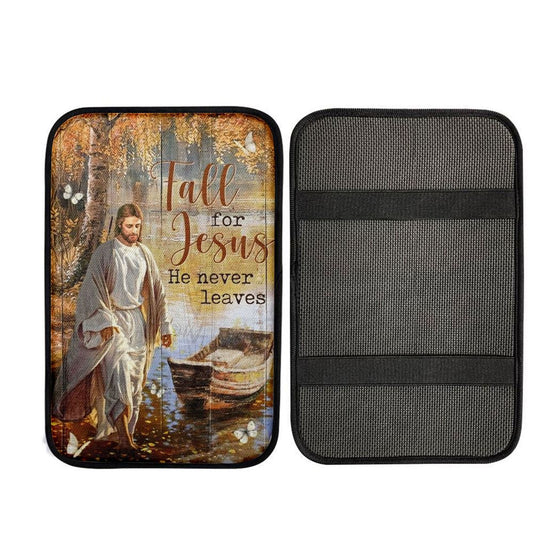 Jesus Walking On The Water, Beautiful Lake, Fall For Jesus Car Center Console Cover, Car Armrest Pad, Christian Gift, Armrest Box Mat