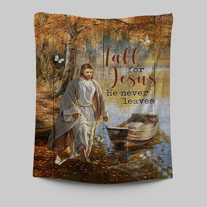 Jesus Walking On The Water Beautiful Lake Wall Art Tapestry - Jesus Portrait Tapestry Prints - Christian Wall Art