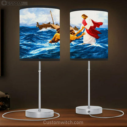 Jesus Walking On The Water Table Lamb Pictures - Faith Art - Christian Table Lamb Gift Decor