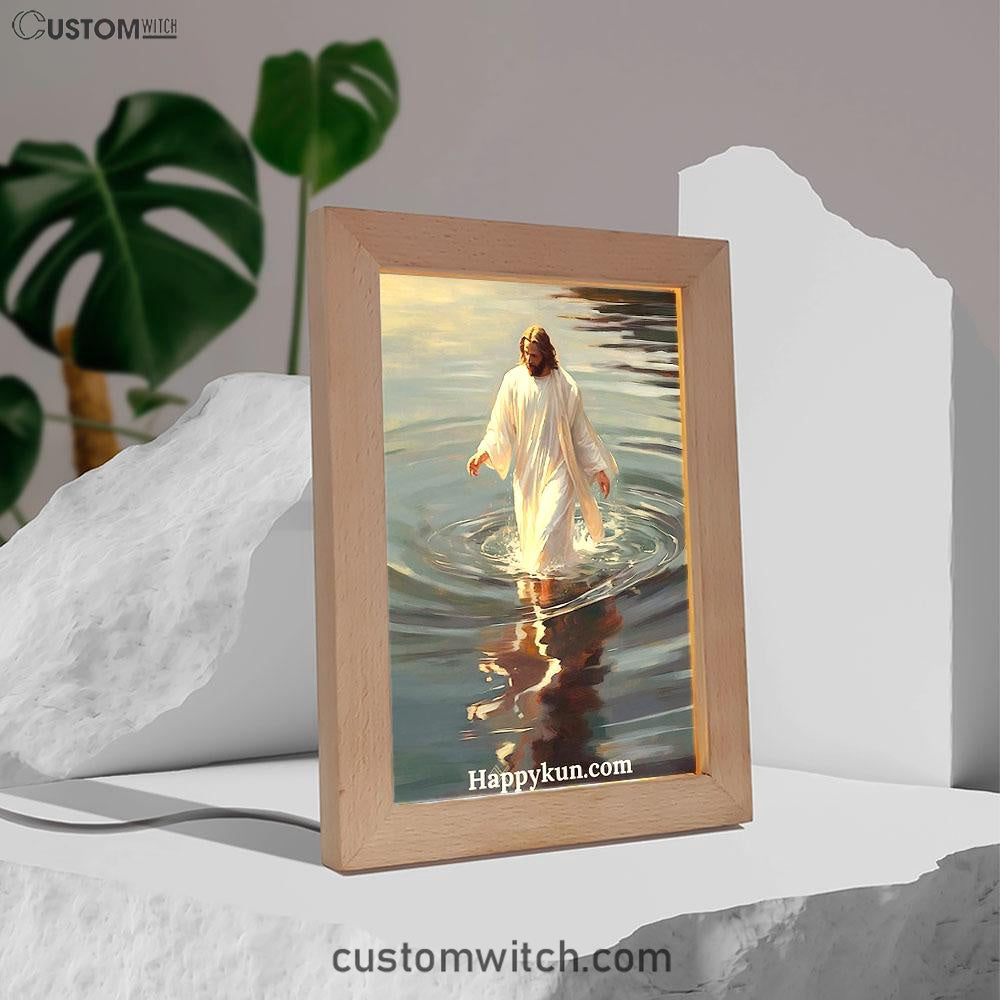 Jesus Walking On The Water Frame Lamp Prints - Jesus Frame Lamp Art - Christian Art Decor
