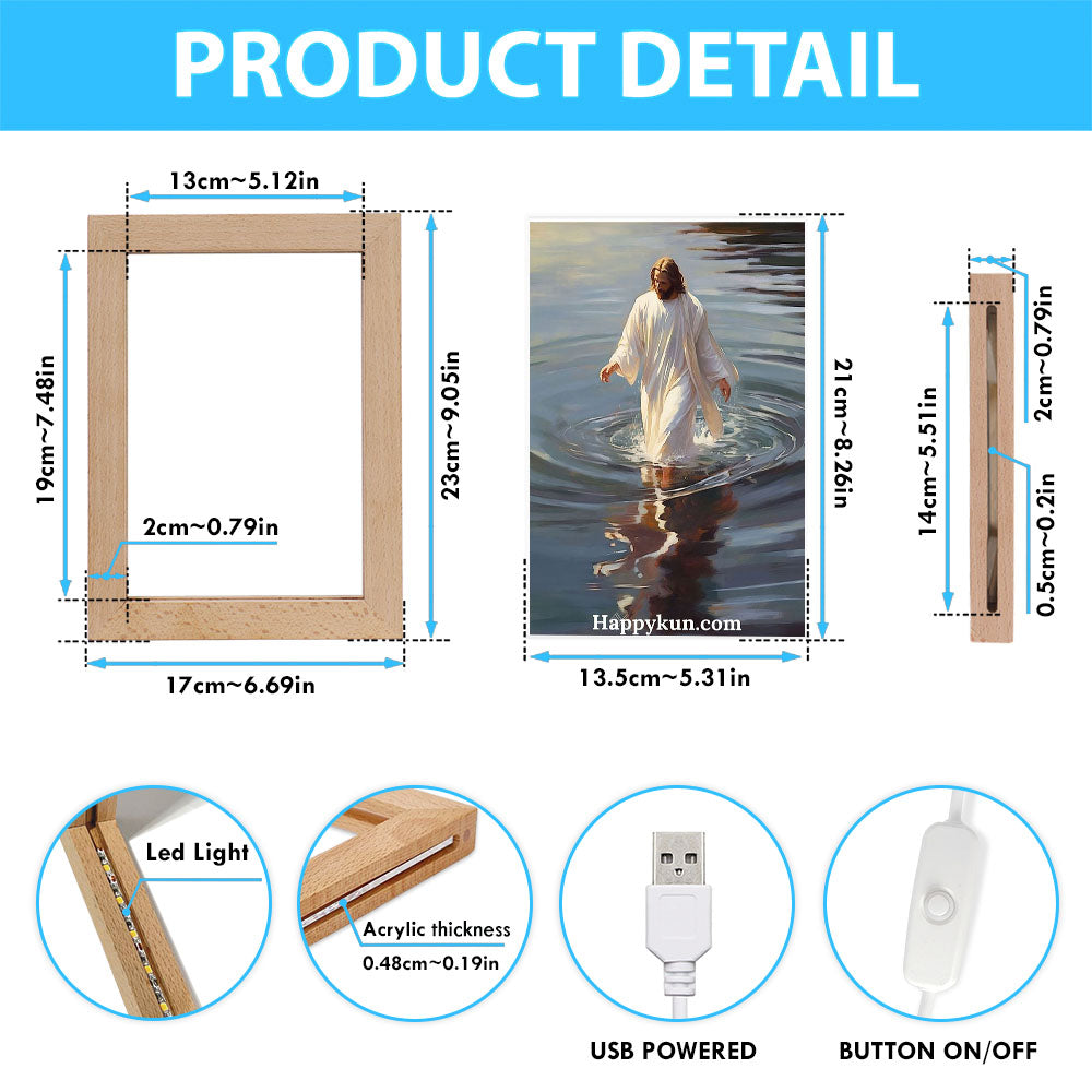 Jesus Walking On The Water Frame Lamp Prints - Jesus Frame Lamp Art - Christian Art Decor