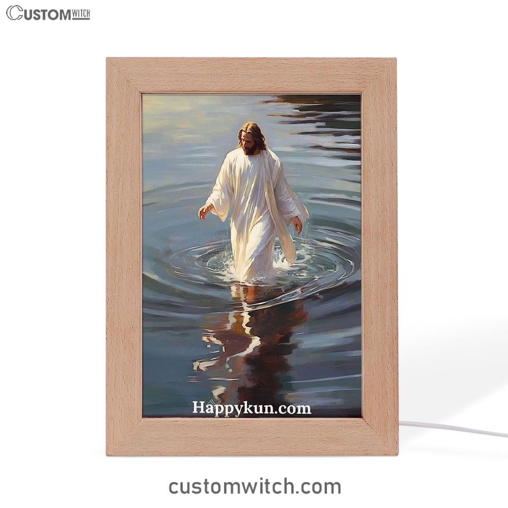 Jesus Walking On The Water Frame Lamp Prints - Jesus Frame Lamp Art - Christian Art Decor